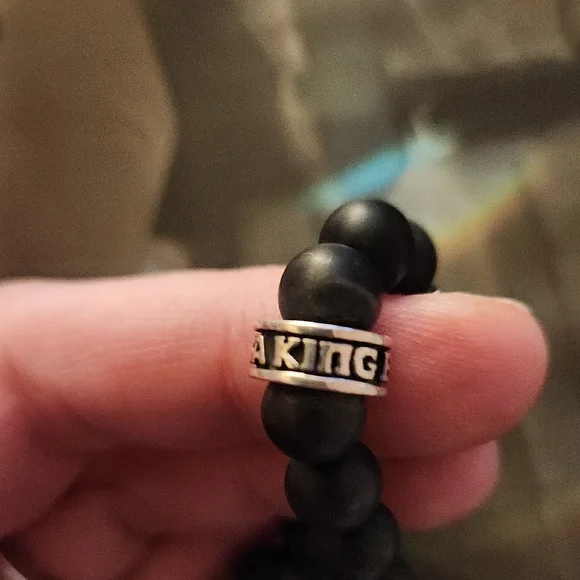 King Baby Black Beaded Bracelet with Silver Top Hat Charm - Picture 3 of 6